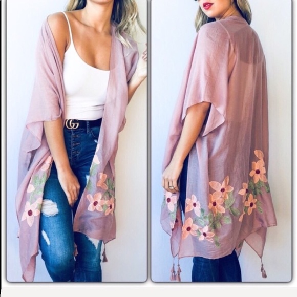 Mauve Sheer Kimono - Picture 2 of 3